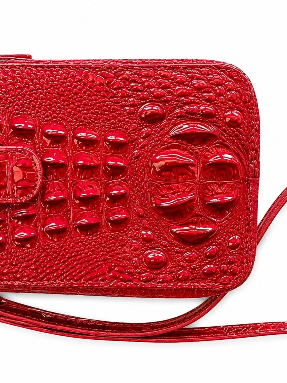 Brahmin Red Croc-Embossed Crossbody Phone Bag